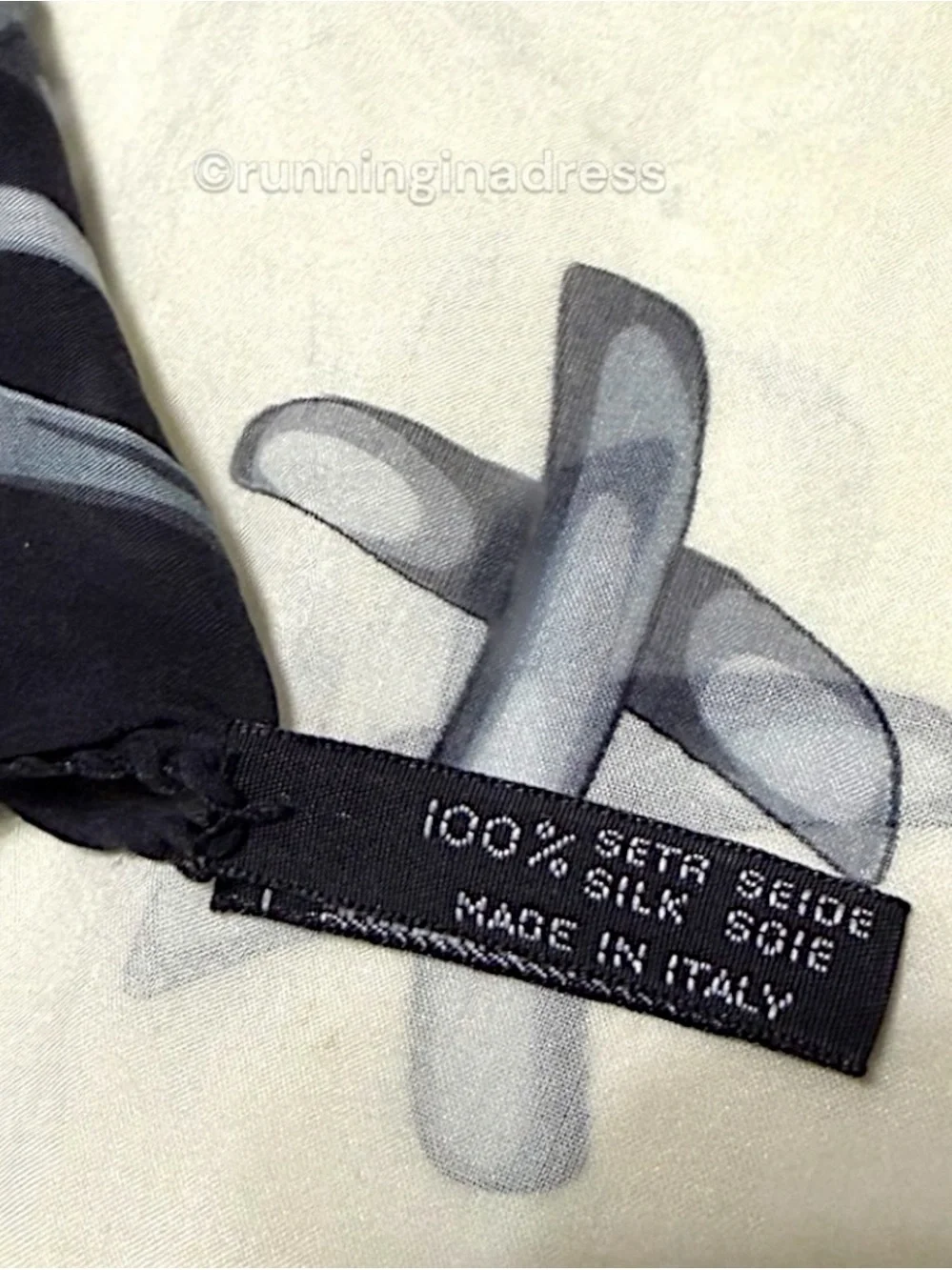 Vintage Paloma Picasso XOXO Silk Scarf Black Beige Hugs & Kisses Italy